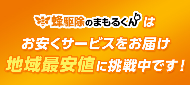 蜂駆除のまもるくんはお安くサービスをお届け　地域最安値に挑戦中です！